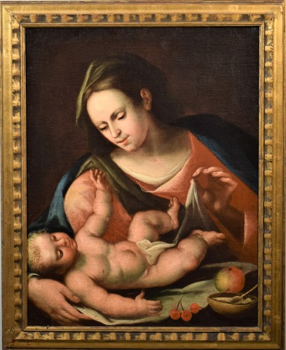 Madonna of the Veil - Emilia 1st half of the 17th century - Paintings & Drawings Style Louis XIII